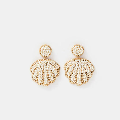 Beaded Shell Drop Earrings