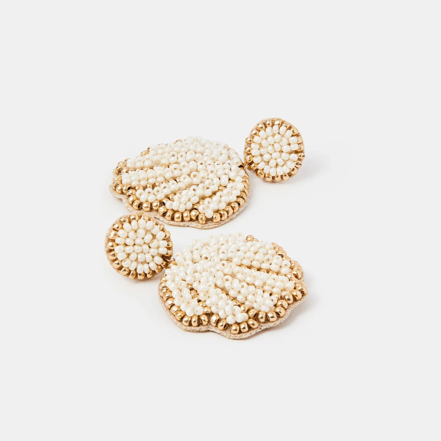 Beaded Shell Drop Earrings