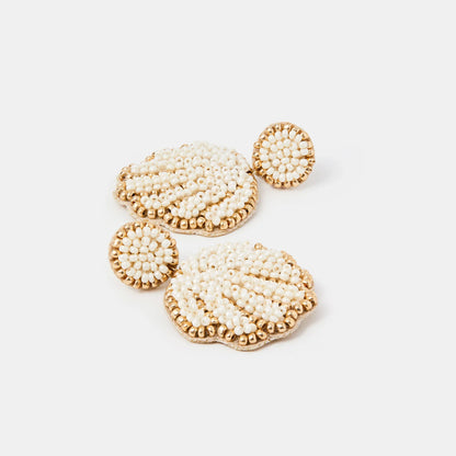 Beaded Shell Drop Earrings