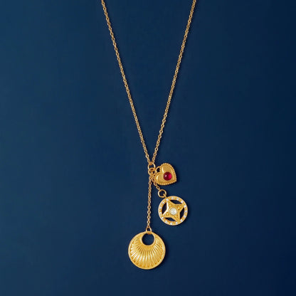 14k Gold-Plated Lariat Charm Necklace