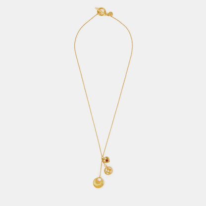 14k Gold-Plated Lariat Charm Necklace