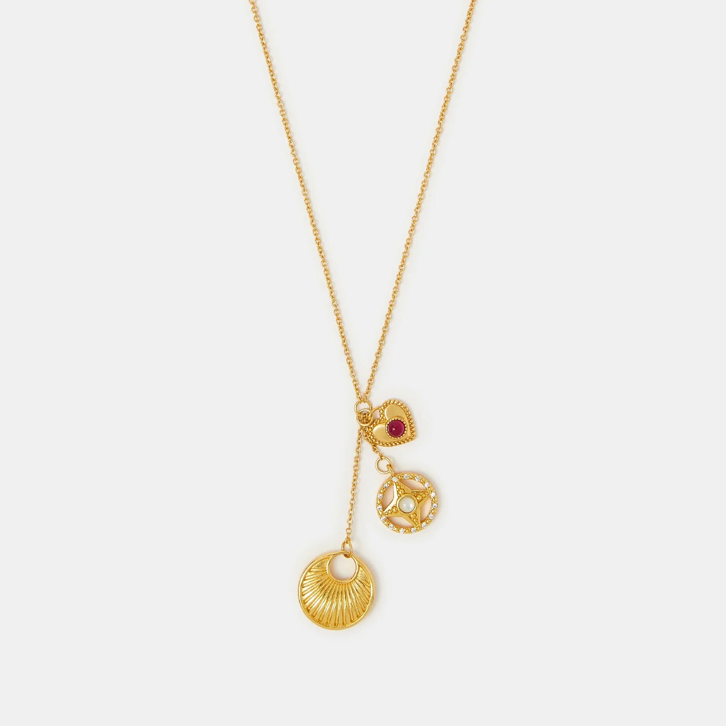 14k Gold-Plated Lariat Charm Necklace