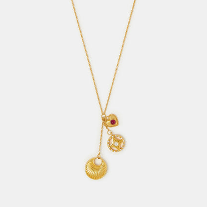 14k Gold-Plated Lariat Charm Necklace