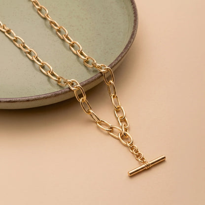 T-Bar Link Chain Necklace Gold