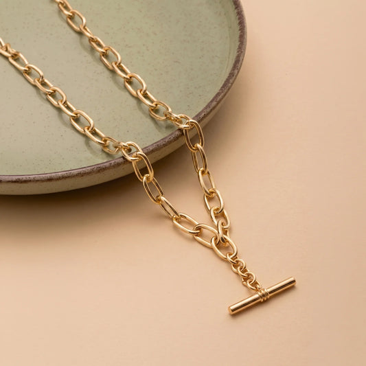 T-Bar Link Chain Necklace Gold