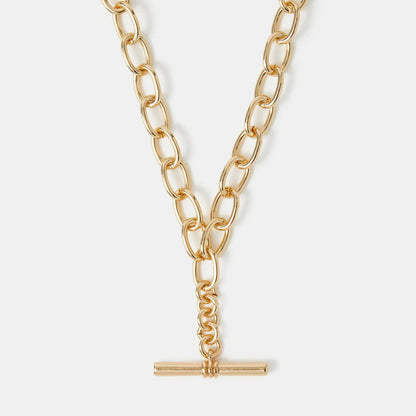 T-Bar Link Chain Necklace Gold