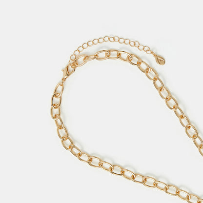 T-Bar Link Chain Necklace Gold