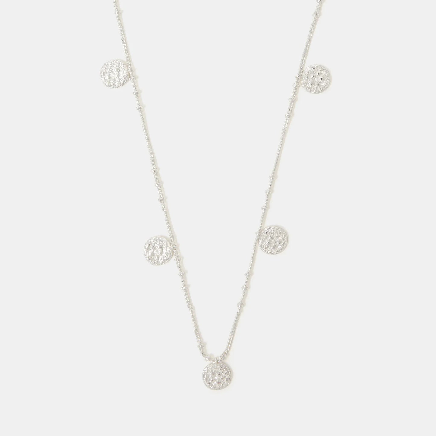 Sterling Silver-Plated Coin Charm Necklace