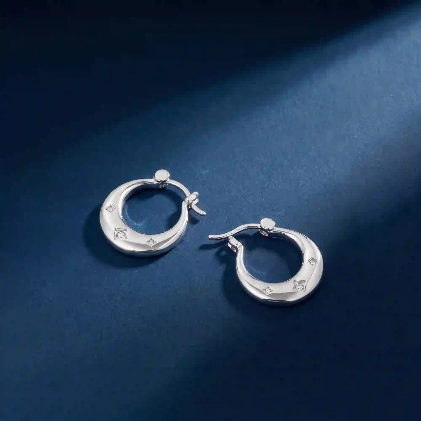 Sterling Silver-Plated Sparkle Horseshoe Earrings