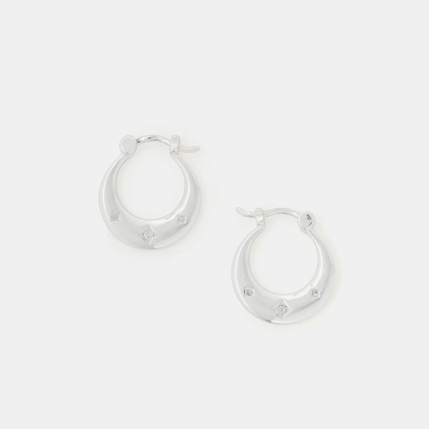 Sterling Silver-Plated Sparkle Horseshoe Earrings