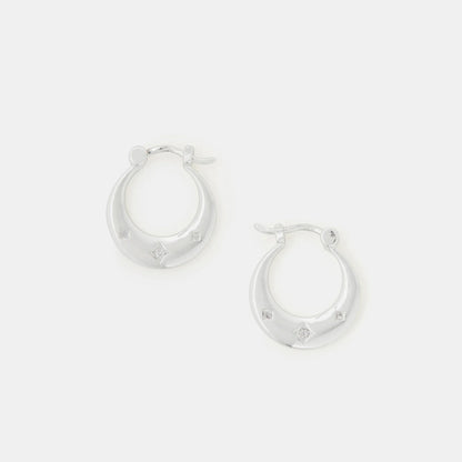 Sterling Silver-Plated Sparkle Horseshoe Earrings