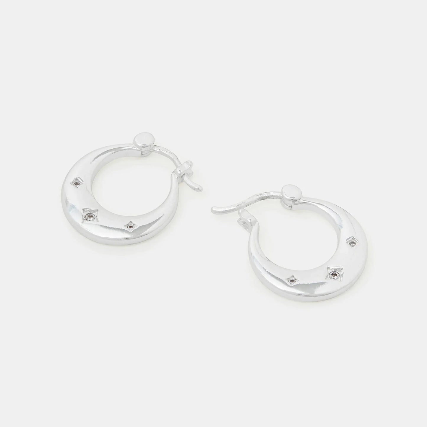 Sterling Silver-Plated Sparkle Horseshoe Earrings