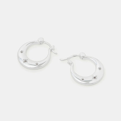 Sterling Silver-Plated Sparkle Horseshoe Earrings