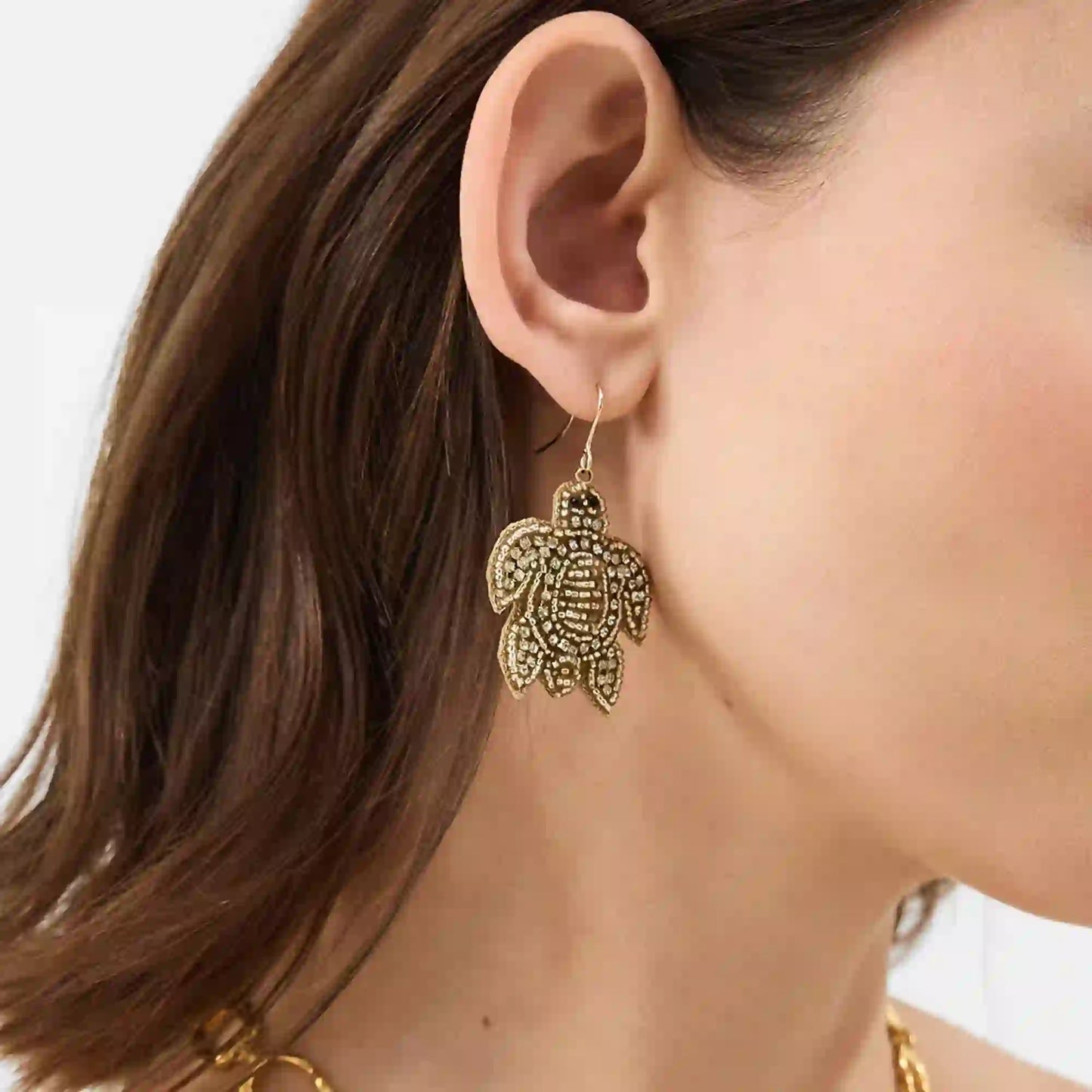 Turtle Embellished Drop Earrings