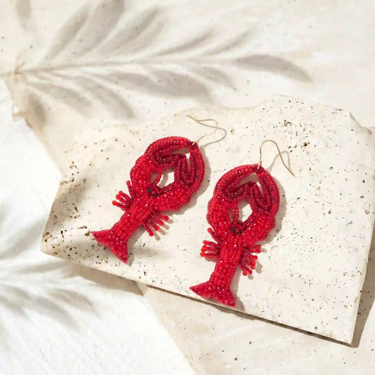 Beaded Lobster Drop Earrings