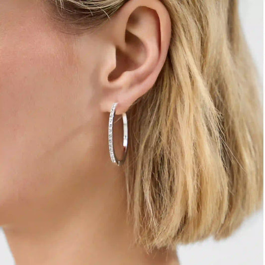 DiamantÃ© Hoop Earrings Silver