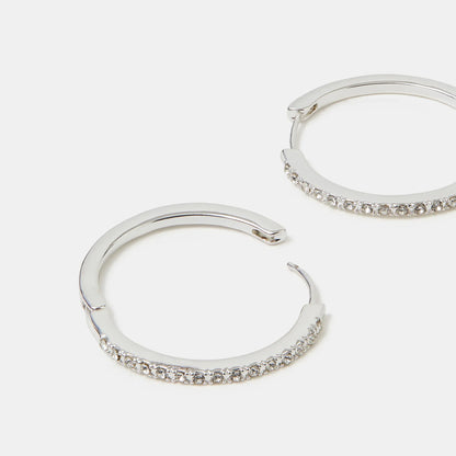DiamantÃ© Hoop Earrings Silver