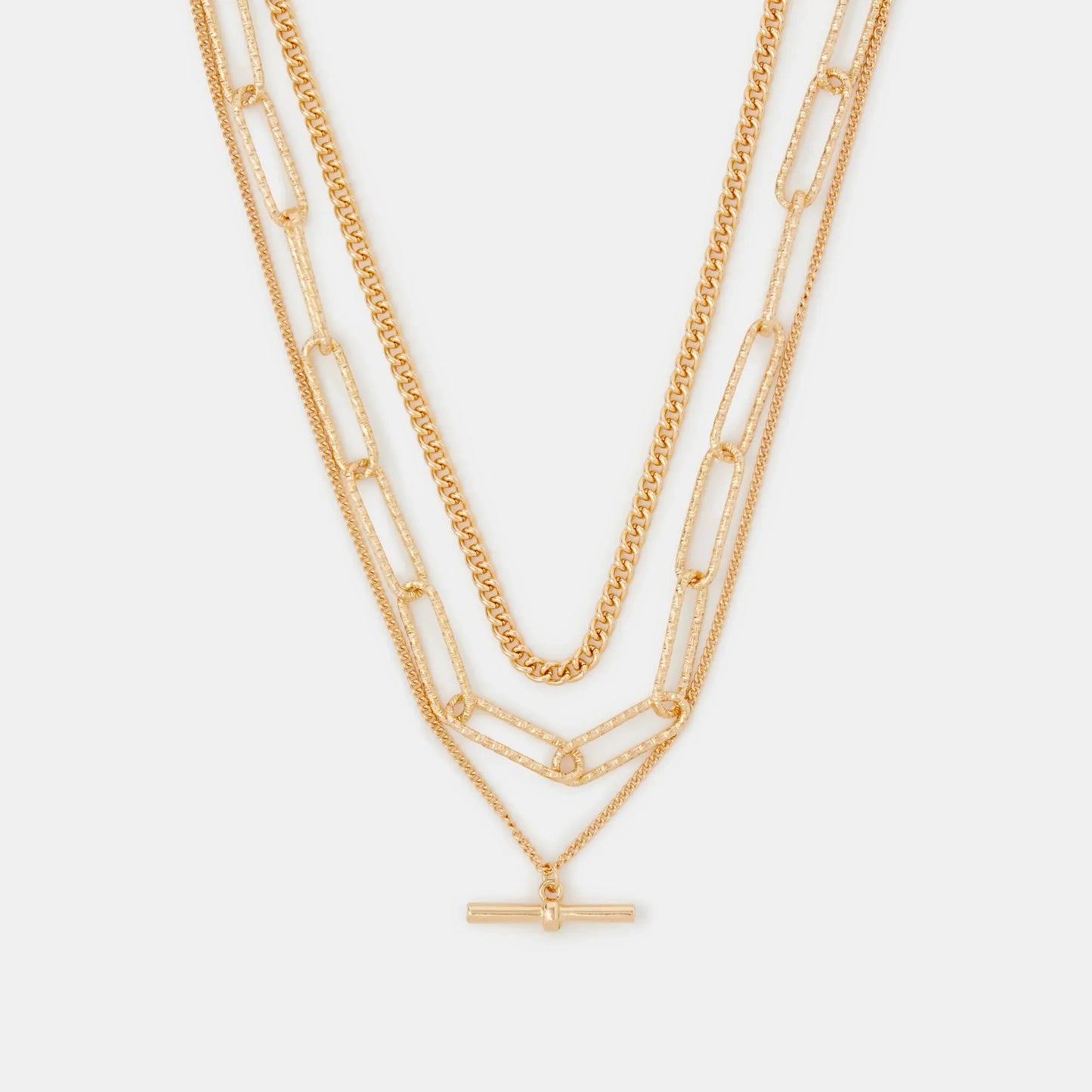 T-Bar Pendant Chain Necklaces Pack of 3