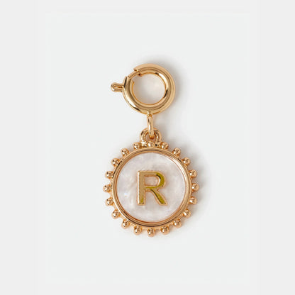Initial (R) Pearl Coin Jewellery Charm Gold