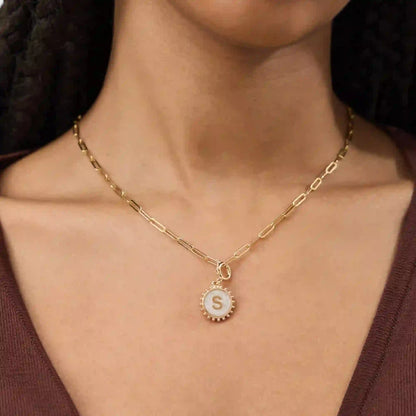 Initial (S) Pearl Coin Jewellery Charm Gold