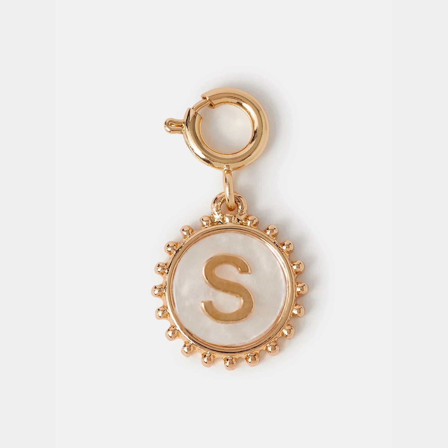 Initial (S) Pearl Coin Jewellery Charm Gold
