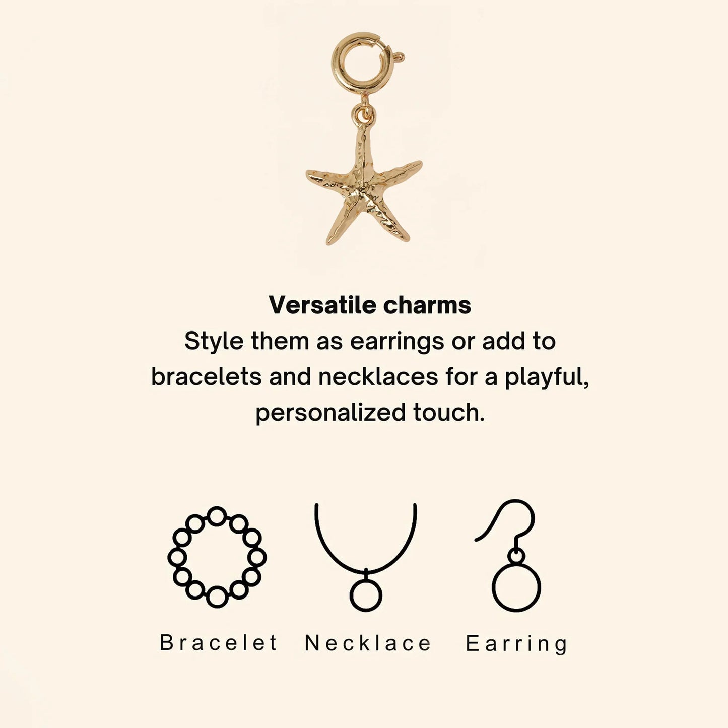 Gold Starfish Jewellery Charm