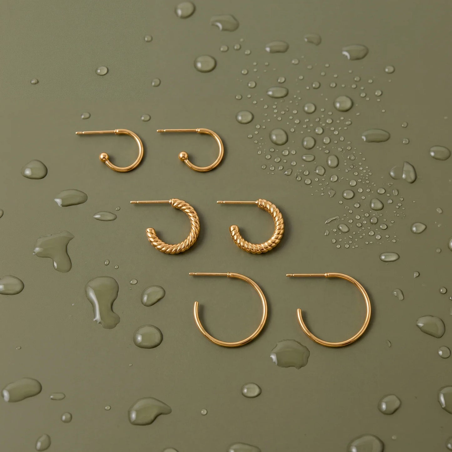 Waterproof Stainless Steel Mix Hoop Earrings