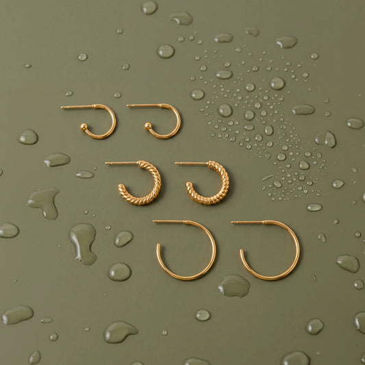Waterproof Stainless Steel Mix Hoop Earrings