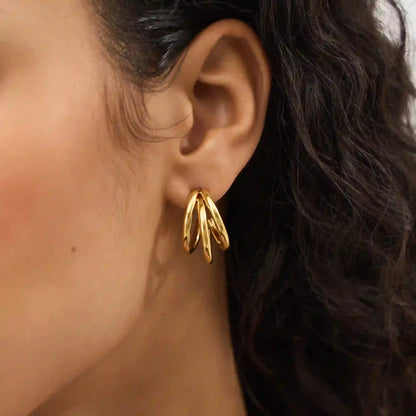 Waterproof Stainless Steel Triple Hoop Earrings