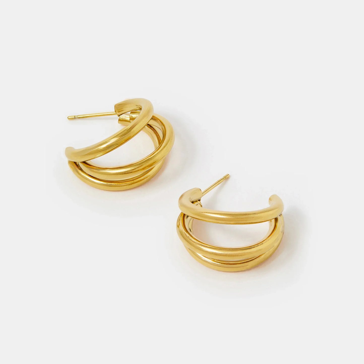 Waterproof Stainless Steel Triple Hoop Earrings