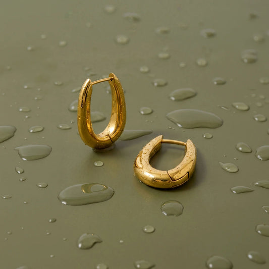 Waterproof Stainless Steel Chunky Oval Hoop Earrings