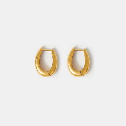 Waterproof Stainless Steel Chunky Oval Hoop Earrings