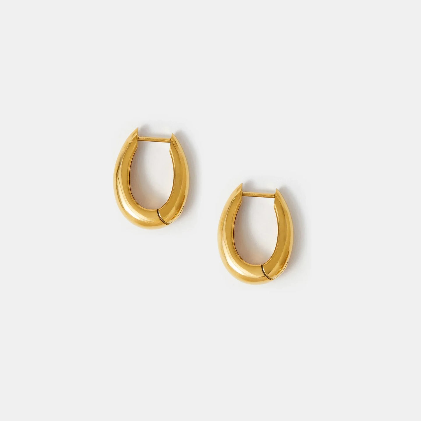 Waterproof Stainless Steel Chunky Oval Hoop Earrings