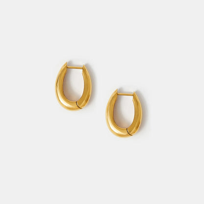 Waterproof Stainless Steel Chunky Oval Hoop Earrings