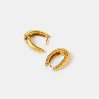 Waterproof Stainless Steel Chunky Oval Hoop Earrings