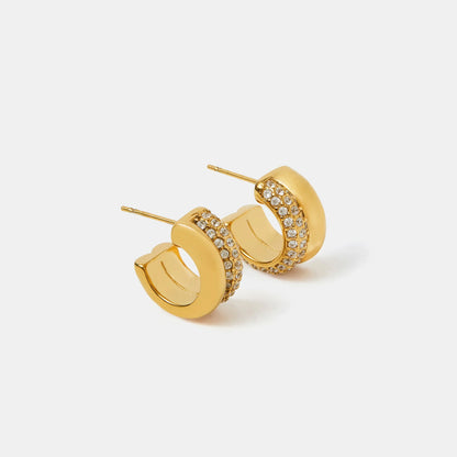Waterproof Stainless Steel Pavé Double Hoop Earrings
