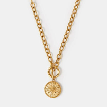 Waterproof Stainless Steel Sun Coin Pendant Necklace