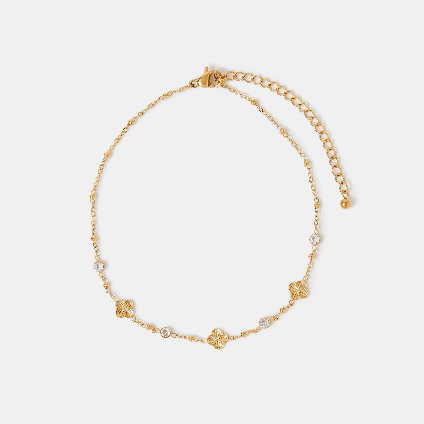 Waterproof Stainless Steel Clover Station Anklet