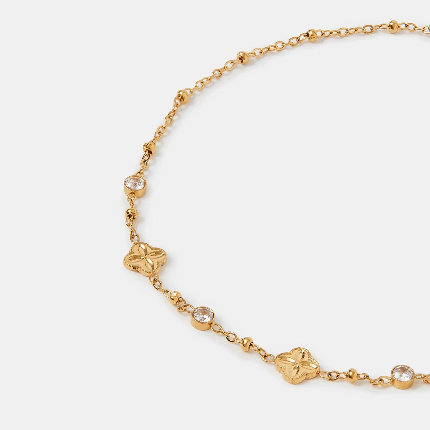 Waterproof Stainless Steel Clover Station Anklet