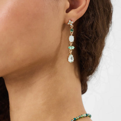 Green Frosted Flower Drop Earrings