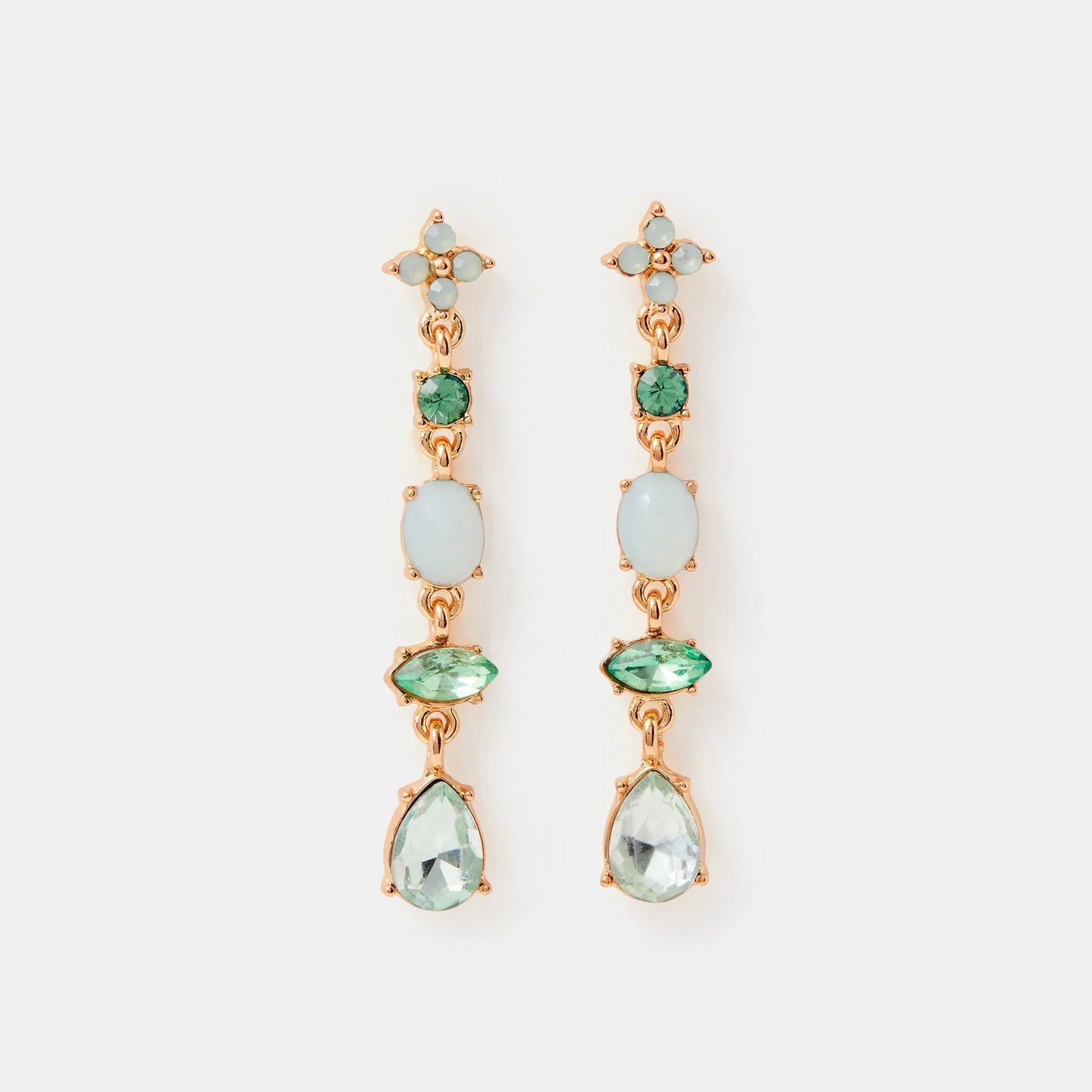 Green Frosted Flower Drop Earrings