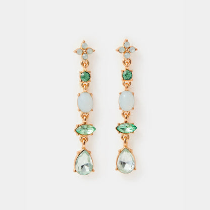 Green Frosted Flower Drop Earrings
