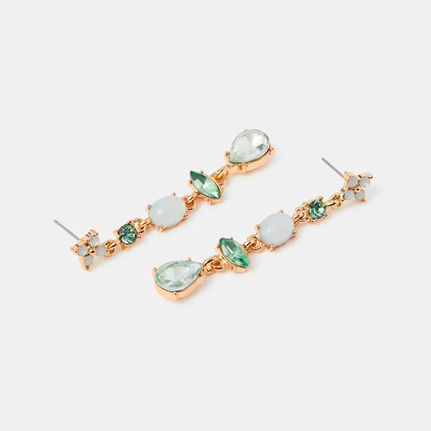 Green Frosted Flower Drop Earrings