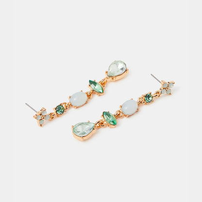 Green Frosted Flower Drop Earrings