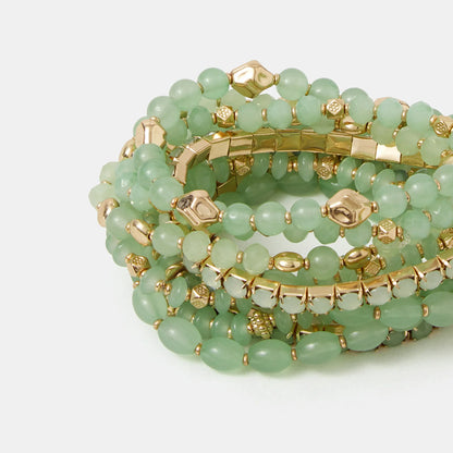 Green Bead Stretch Bracelets Pack of 11