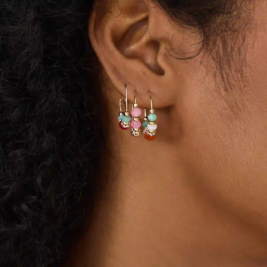 Mini Multi Beaded Hoop Earrings Pack of 3