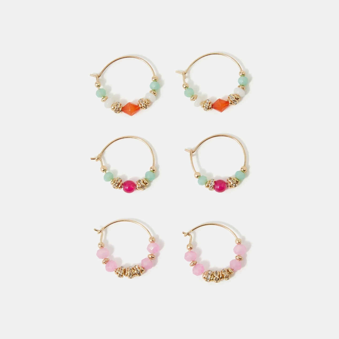 Mini Multi Beaded Hoop Earrings Pack of 3