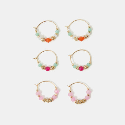 Mini Multi Beaded Hoop Earrings Pack of 3