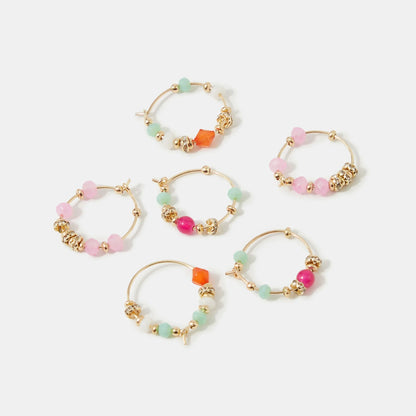 Mini Multi Beaded Hoop Earrings Pack of 3