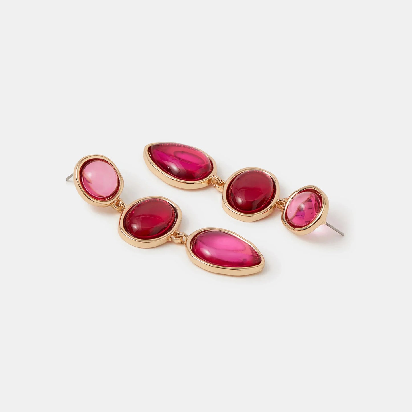 Pink Triple Stone Drop Earrings